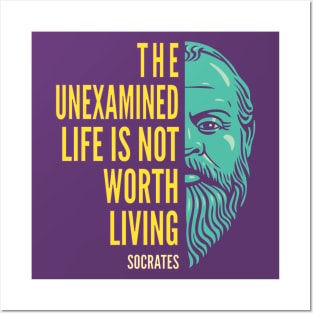 Socrates Portrait & Inspirational Quote: The Unexamined Life (color version) Posters and Art